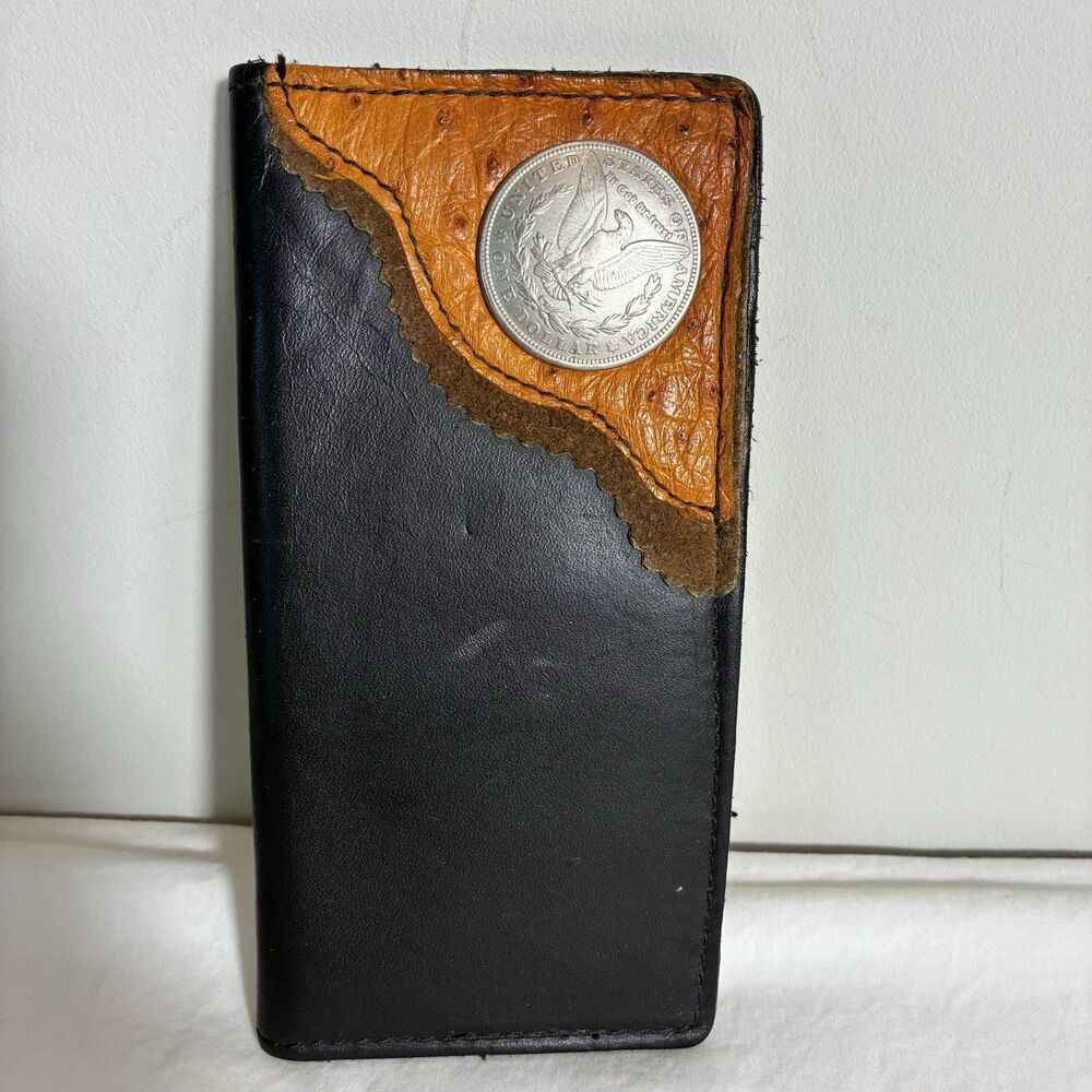 Men’s Bifold Long Wallet Black And Brown Western Style Wallet